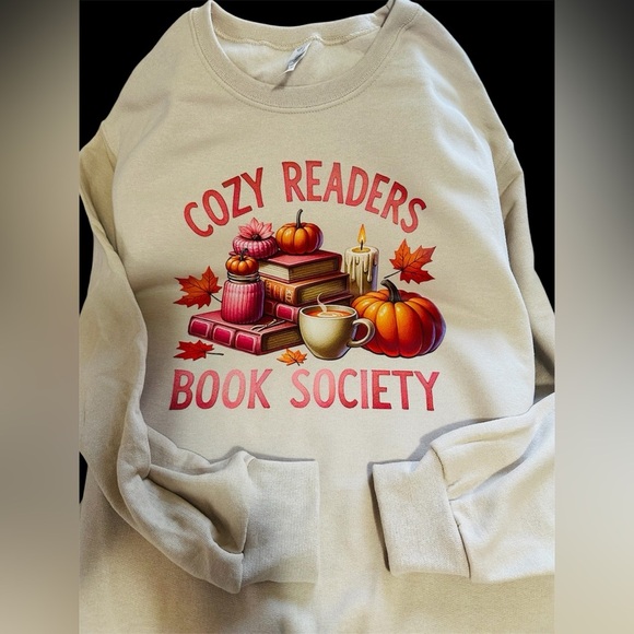 NEW Cozy Readers Book Society Cream Sweater - Picture 1 of 1